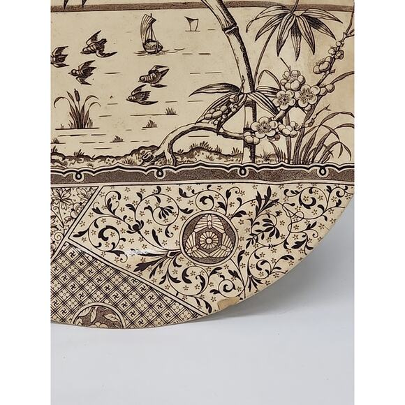 2 Vintage Melbourne Mayers G&W Brown Transfer Ware Plate 9" Inch Plate Antique - Picture 4 of 5